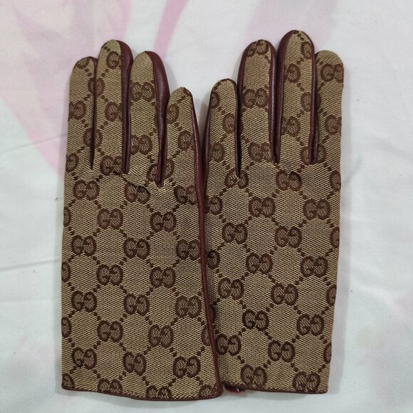Gucci GG Jacquard Leather Gloves - Picture 2 of 5